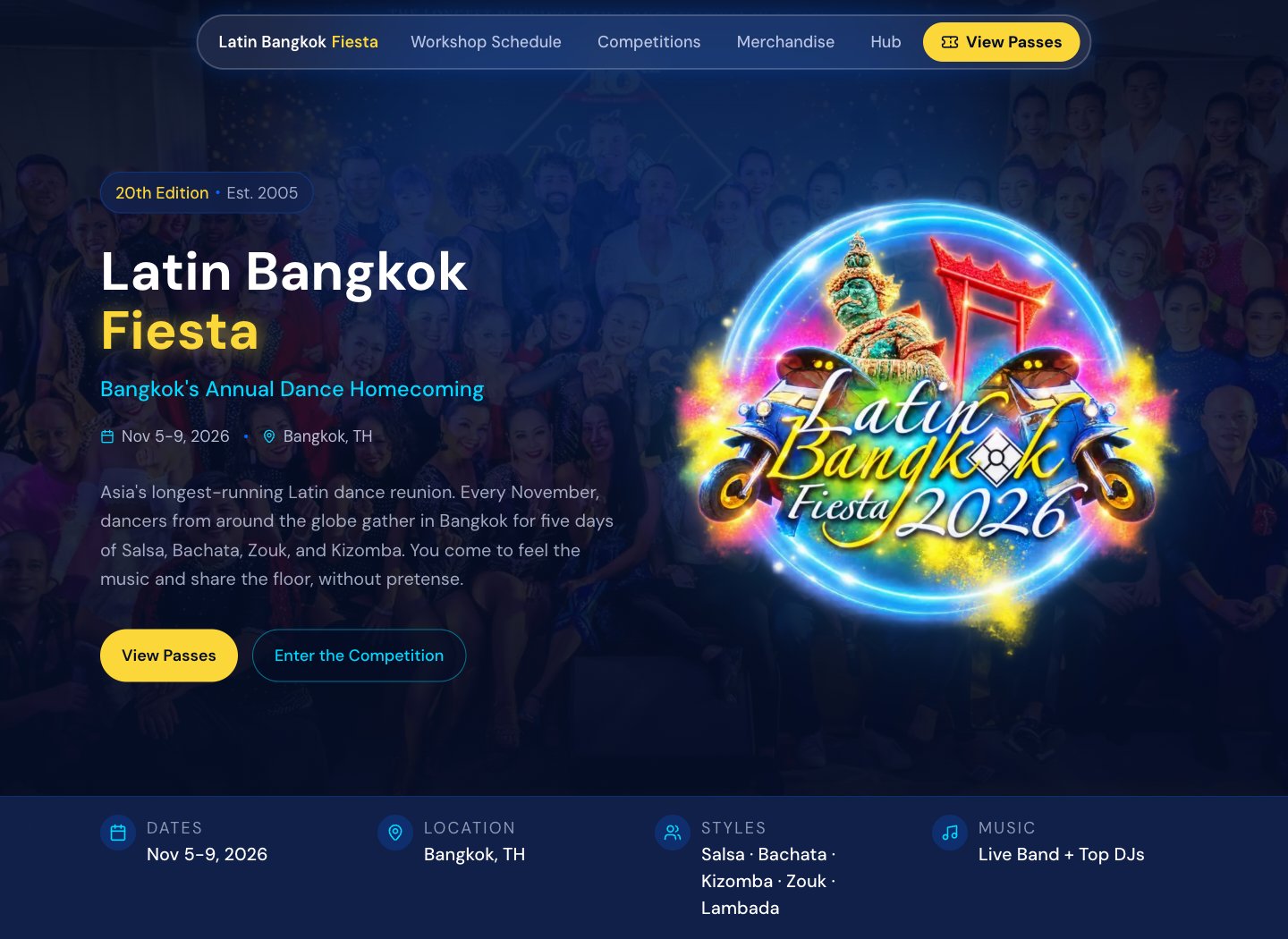 Latin Bangkok Fiesta's branded event website